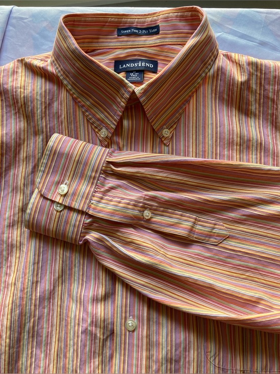 Lands' End Other - Lands' End Pink & Yellow Multi-Stripe Button-Down Shirt